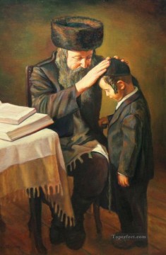 grandpa and boy Jewish Oil Paintings